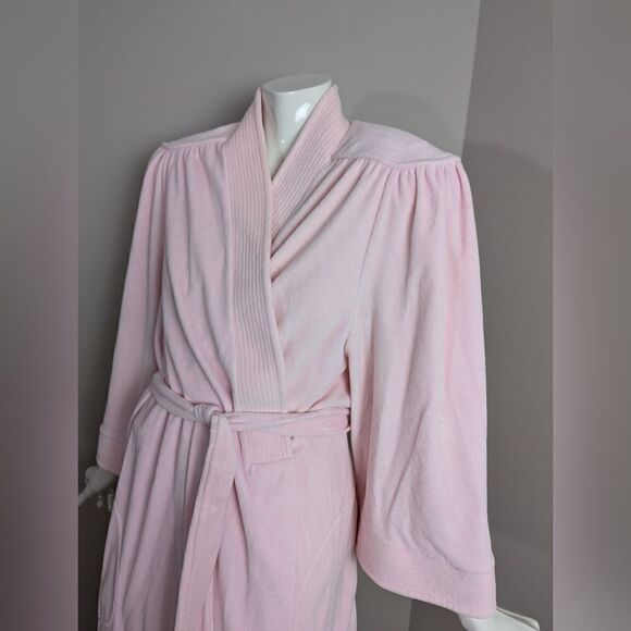Vintage Vanity Fair pink Terry bathrobe, 80s housecoat - Picture 4 of 7